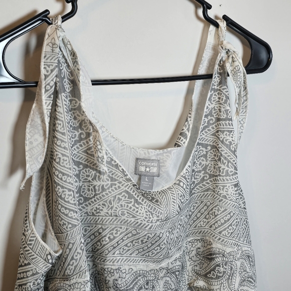 Vimtage Converse One Star Layered Sleeveless Shirt Lined Gray White Sz Lg - Picture 6 of 8